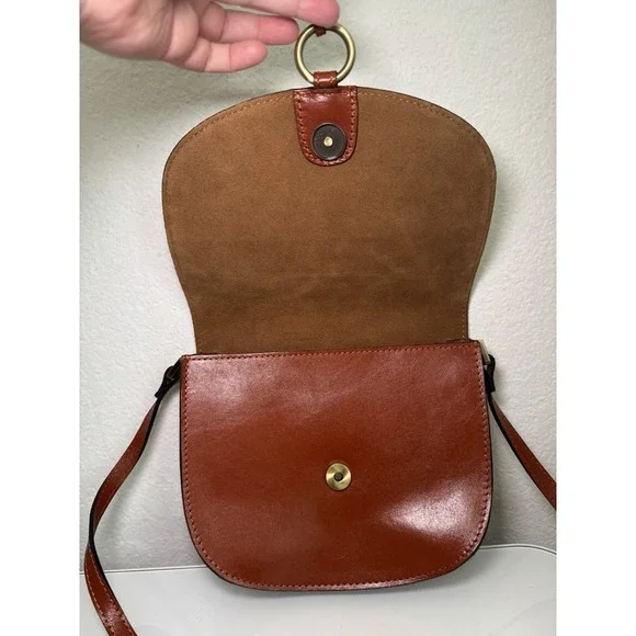 Patricia Nash Brinlee Leather Saddle Crossbody Bag Tassel Brown Cinnamon Tooled - Picture 3 of 16